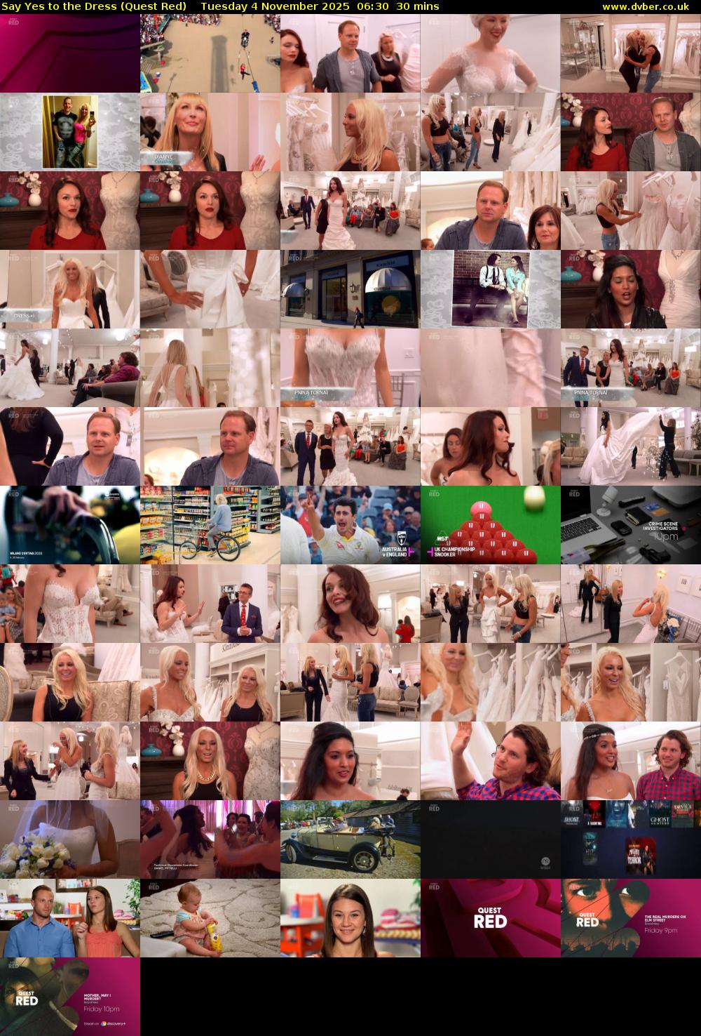 Say Yes to the Dress (Quest Red) Tuesday 4 November 2025 06:30 - 07:00