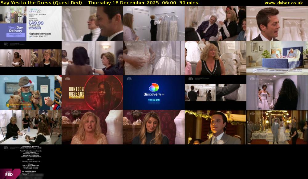 Say Yes to the Dress (Quest Red) Thursday 18 December 2025 06:00 - 06:30