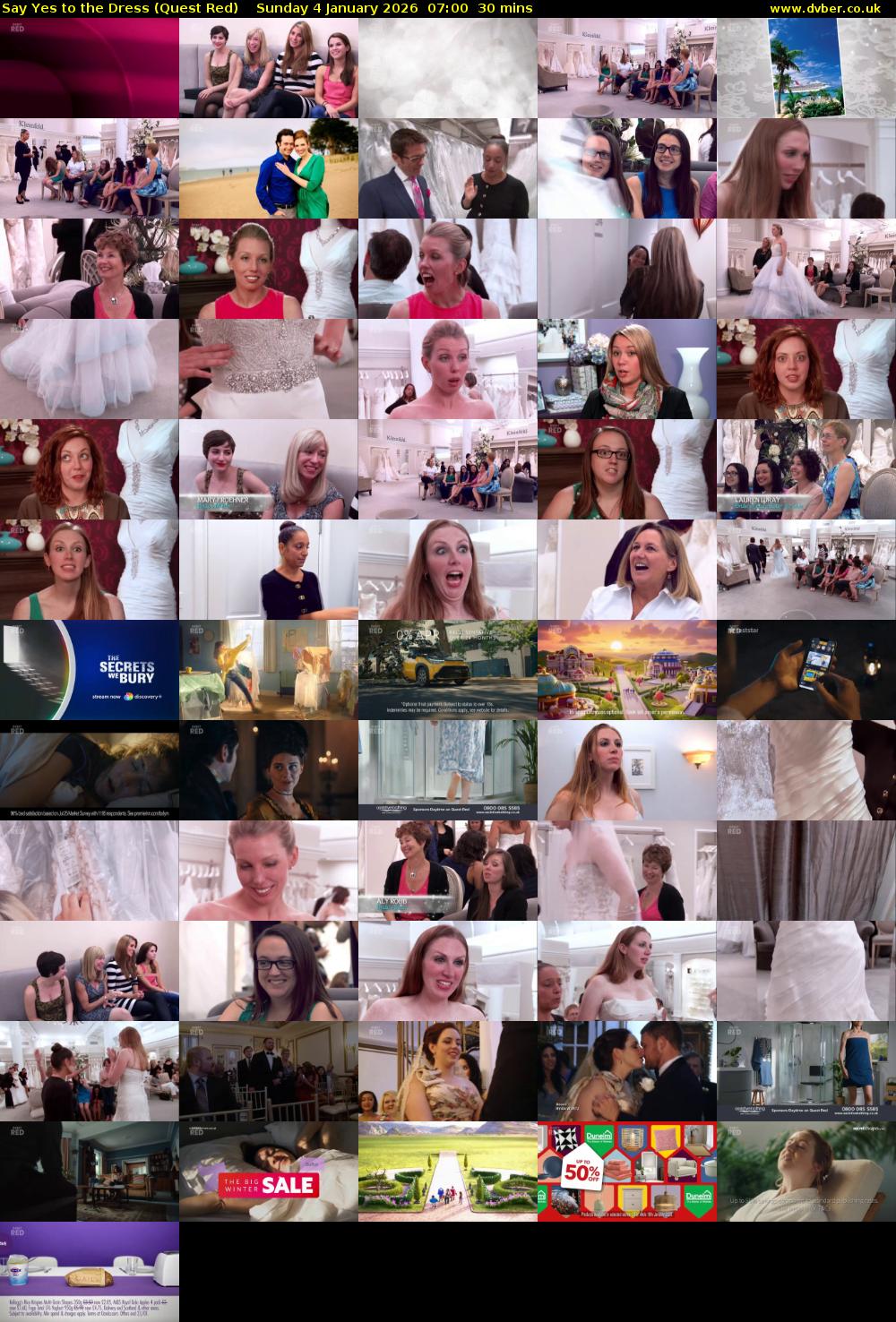 Say Yes to the Dress (Quest Red) Sunday 4 January 2026 07:00 - 07:30