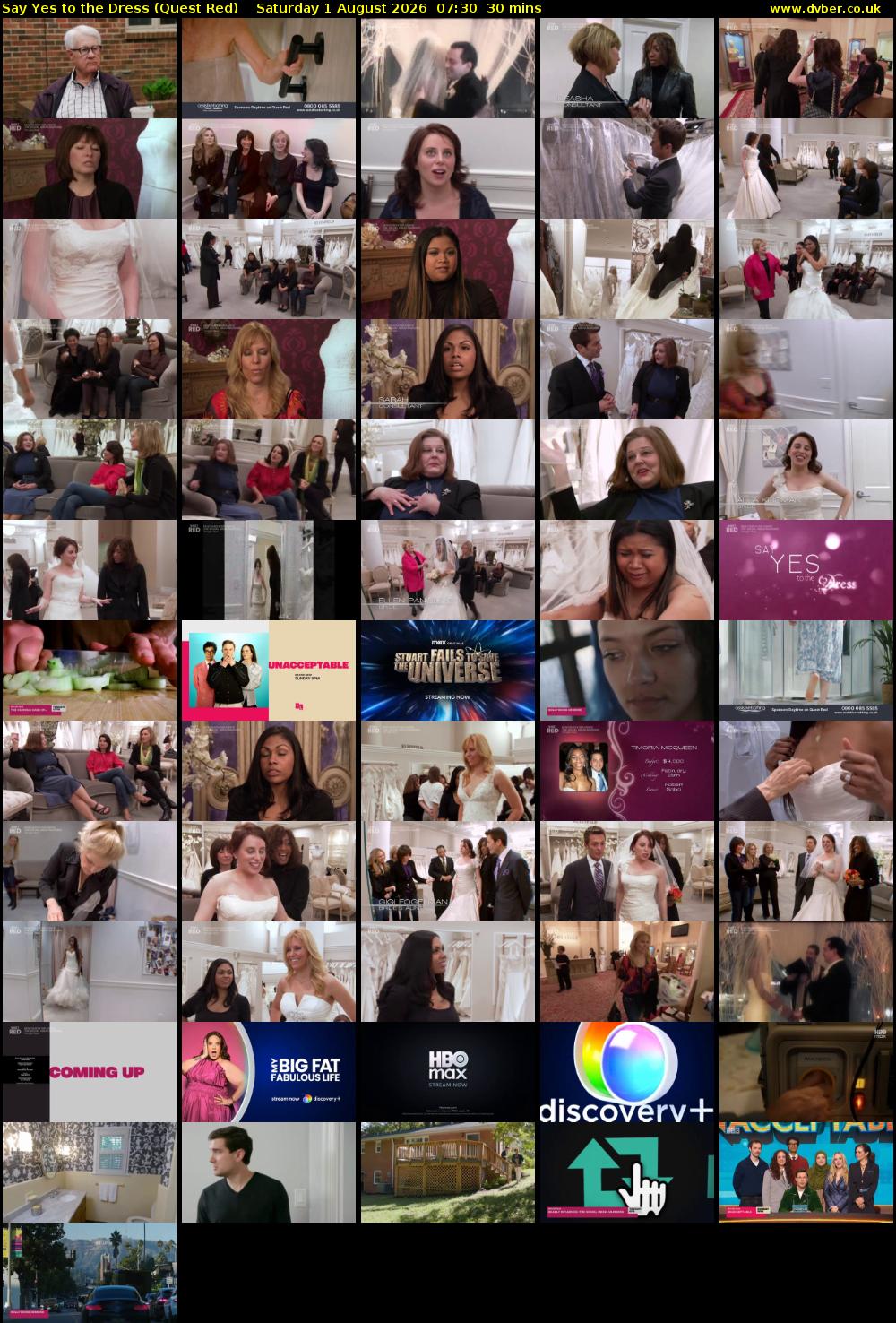 Say Yes to the Dress (Quest Red) Saturday 1 August 2026 07:30 - 08:00