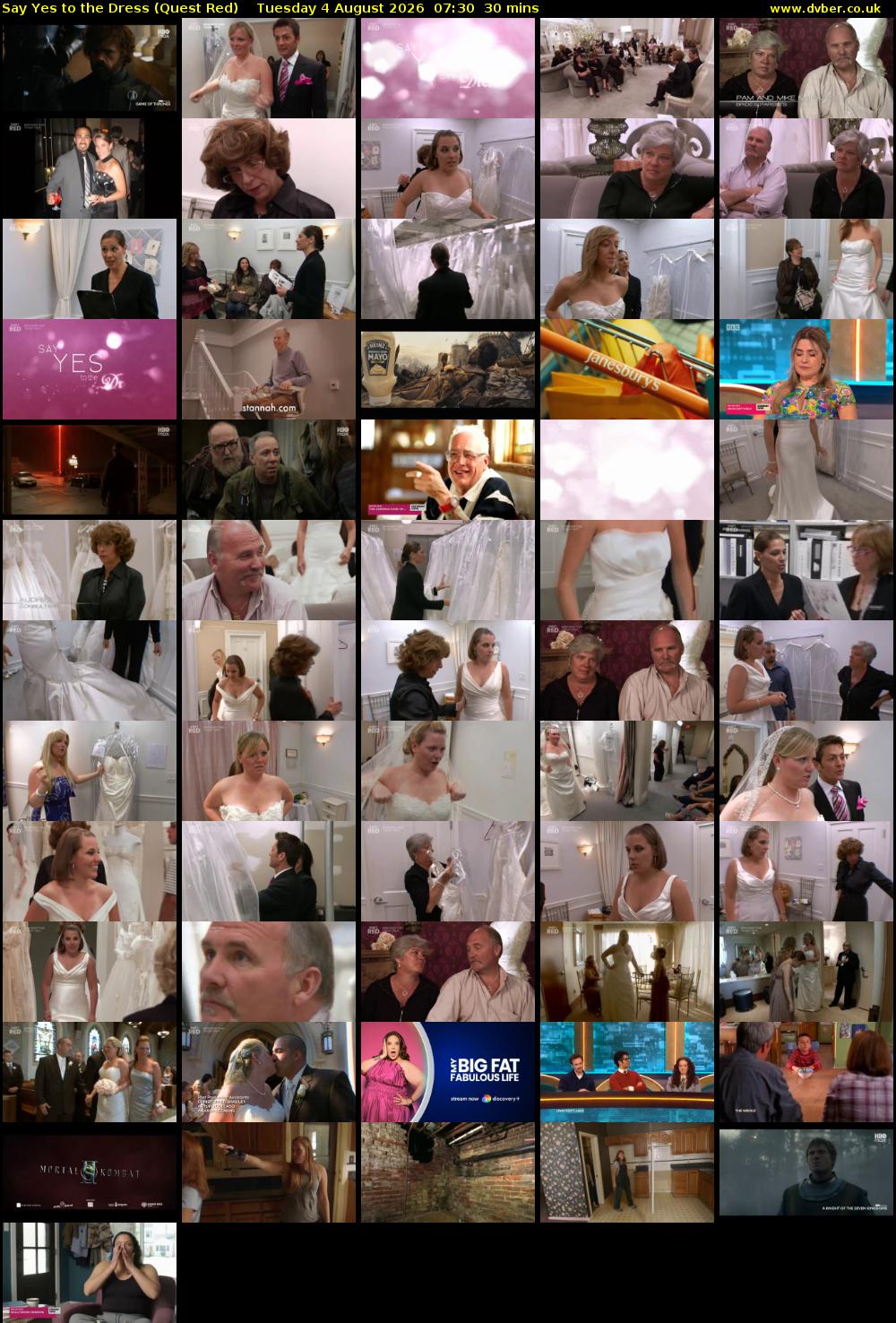 Say Yes to the Dress (Quest Red) Tuesday 4 August 2026 07:30 - 08:00
