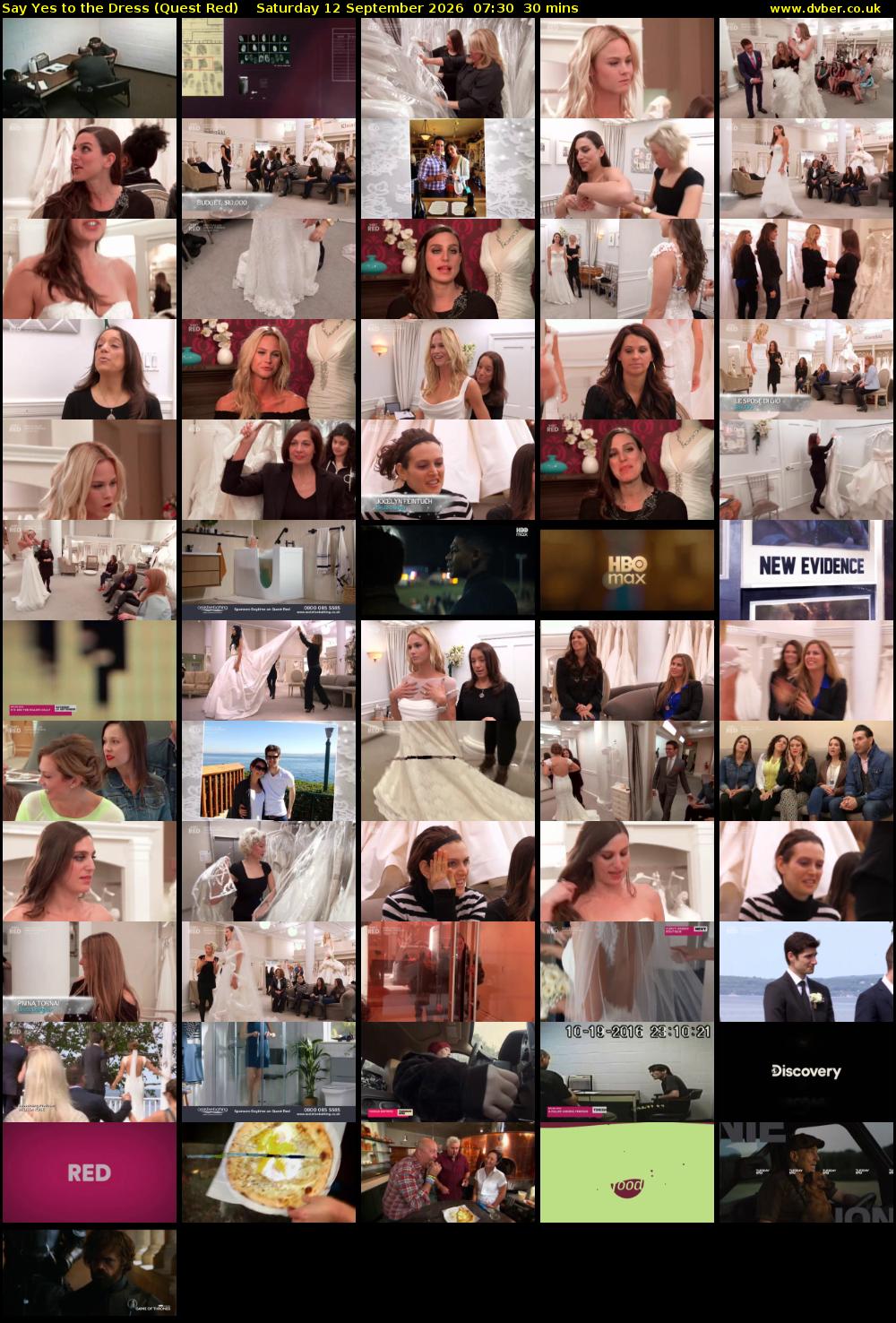 Say Yes to the Dress (Quest Red) Saturday 12 September 2026 07:30 - 08:00