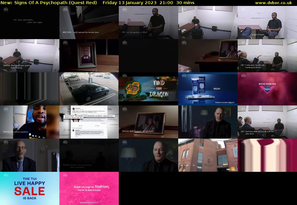 Signs Of A Psychopath (Quest Red) Friday 13 January 2023 21:00 - 21:30