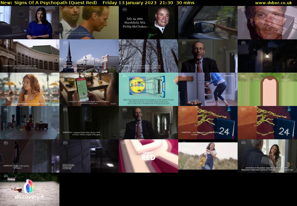 Signs Of A Psychopath (Quest Red) Friday 13 January 2023 21:30 - 22:00