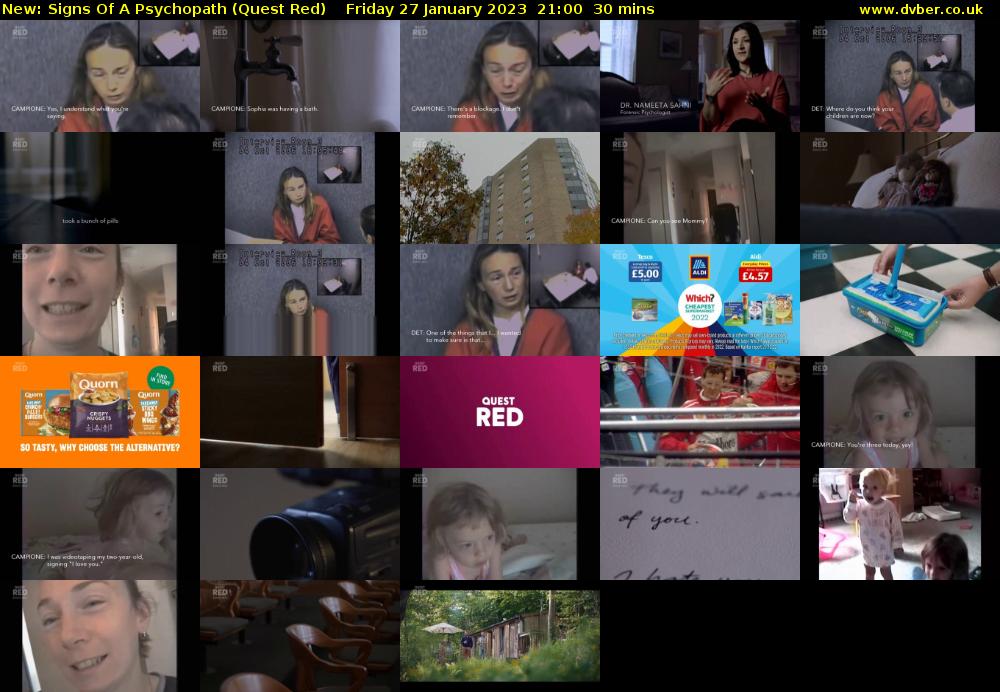 Signs Of A Psychopath (Quest Red) Friday 27 January 2023 21:00 - 21:30