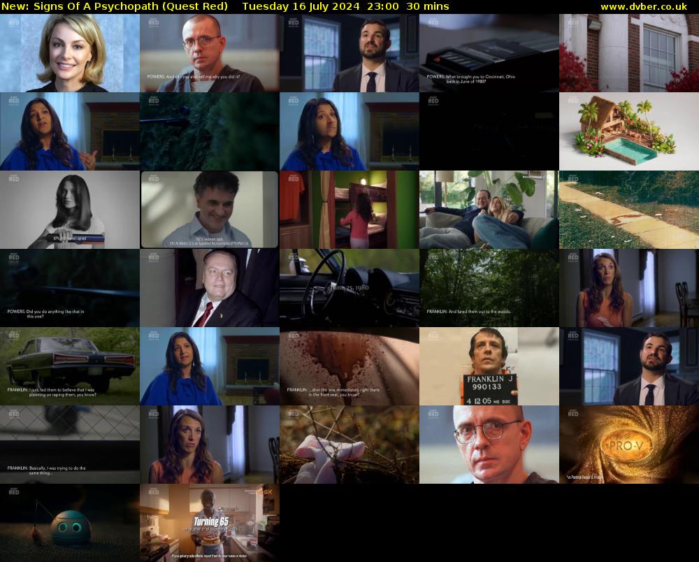 Signs Of A Psychopath (Quest Red) Tuesday 16 July 2024 23:00 - 23:30