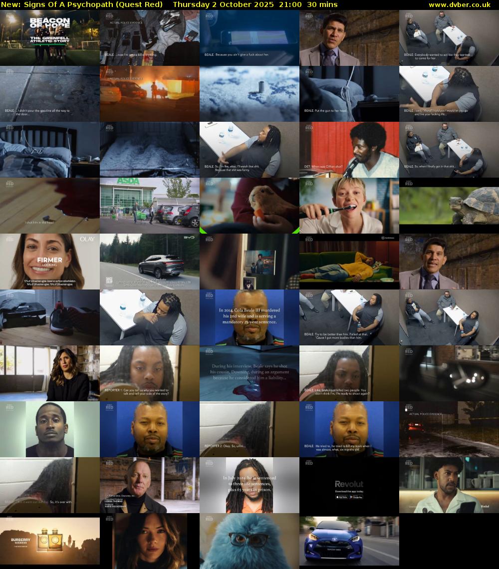 Signs Of A Psychopath (Quest Red) Thursday 2 October 2025 21:00 - 21:30