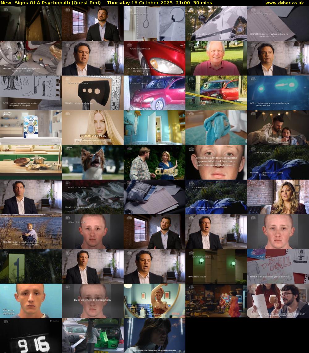 Signs Of A Psychopath (Quest Red) Thursday 16 October 2025 21:00 - 21:30