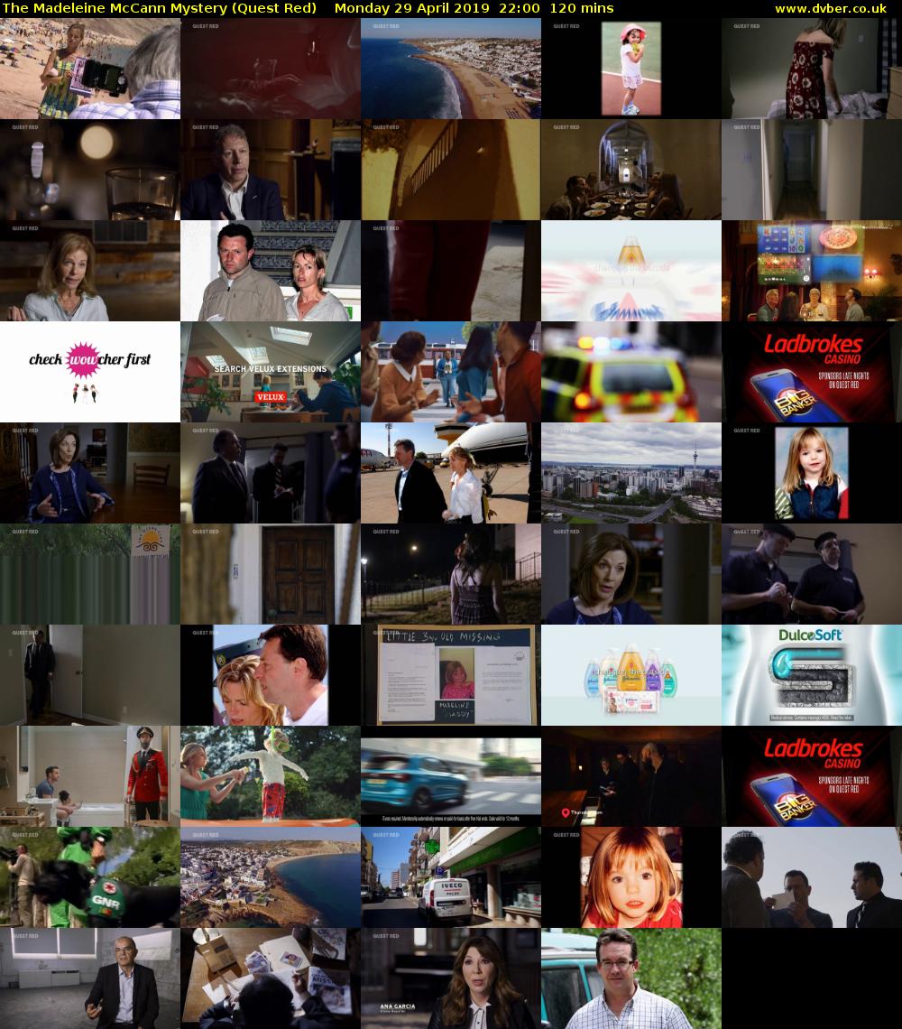 The Madeleine McCann Mystery (Quest Red) Monday 29 April 2019 22:00 - 00:00