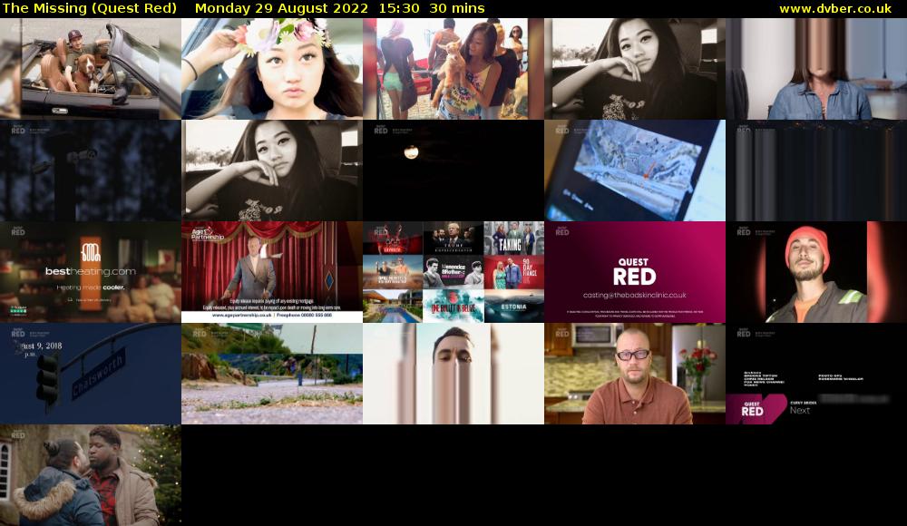 The Missing (Quest Red) Monday 29 August 2022 15:30 - 16:00