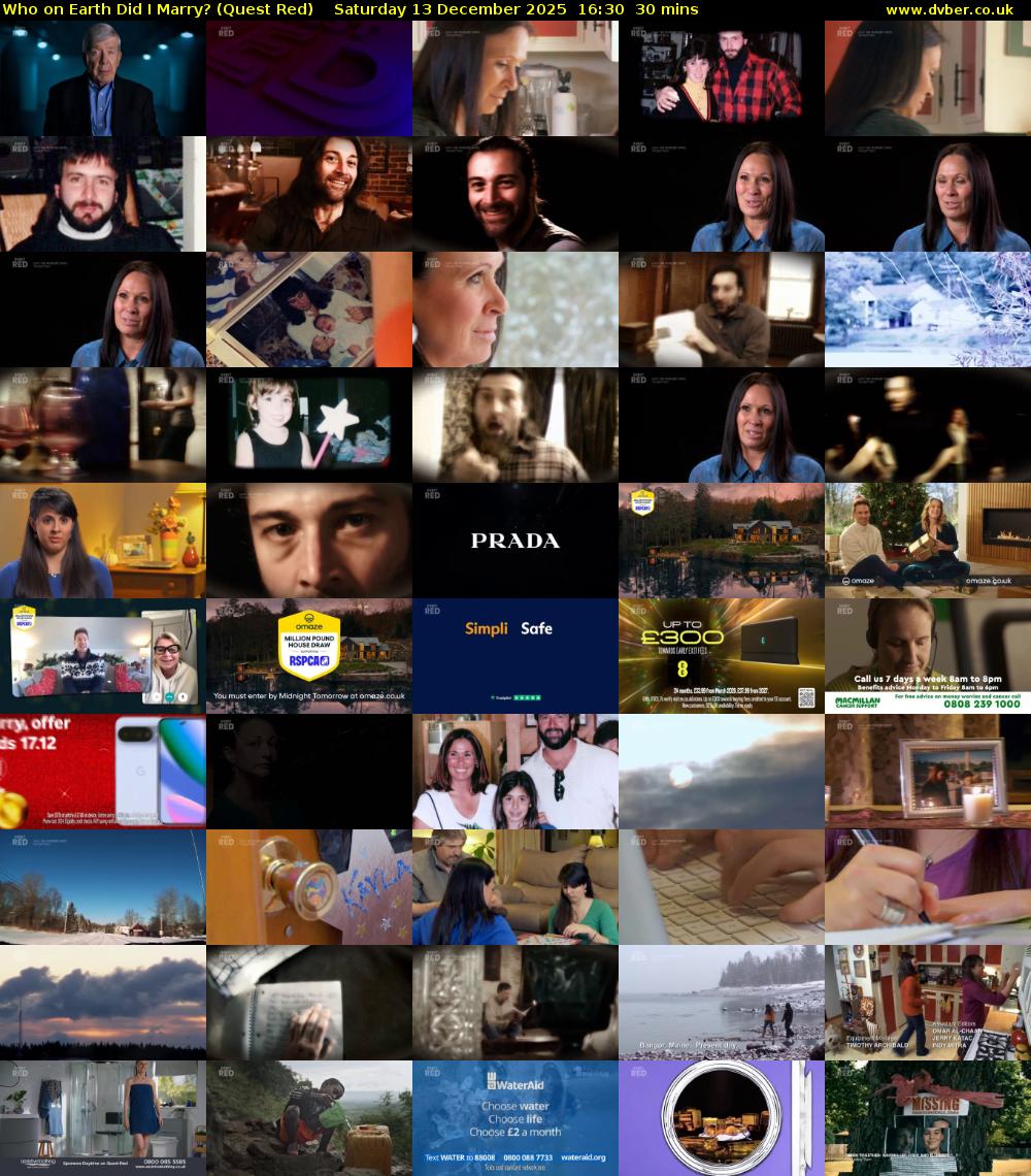 Who on Earth Did I Marry? (Quest Red) Saturday 13 December 2025 16:30 - 17:00