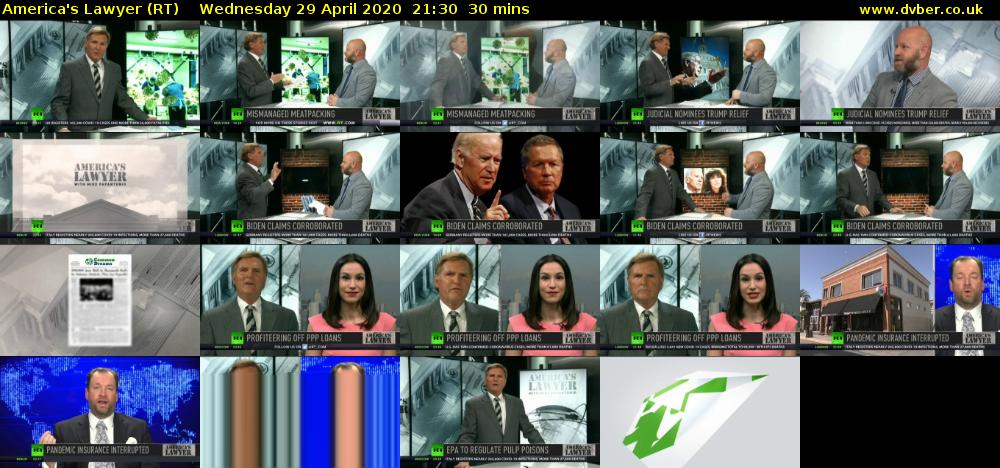 America's Lawyer (RT) Wednesday 29 April 2020 21:30 - 22:00