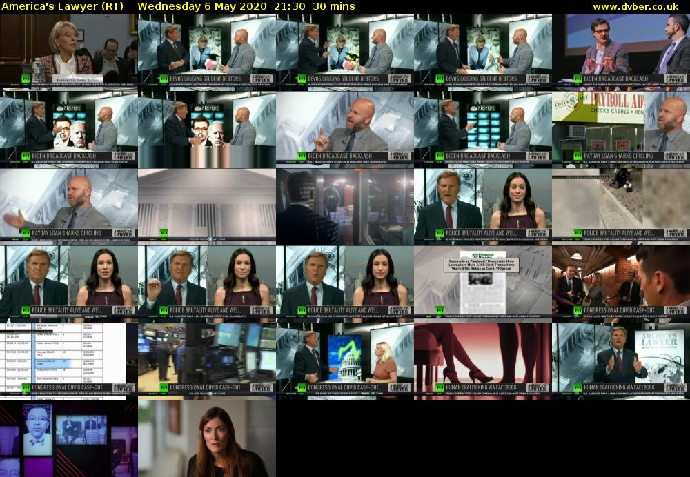 America's Lawyer (RT) Wednesday 6 May 2020 21:30 - 22:00