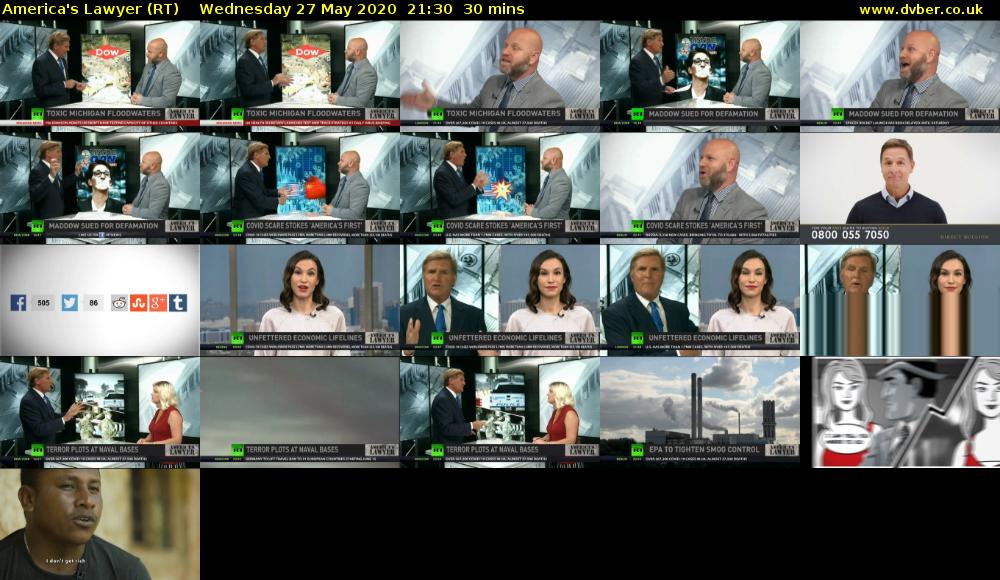 America's Lawyer (RT) Wednesday 27 May 2020 21:30 - 22:00