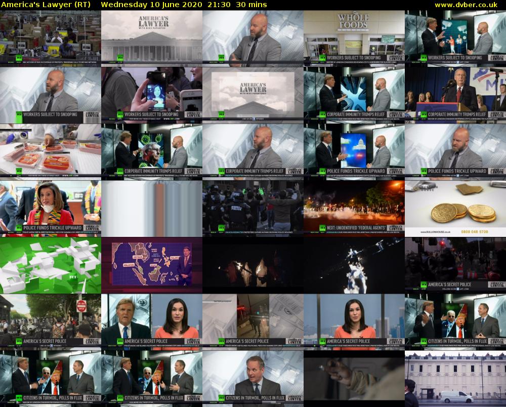 America's Lawyer (RT) Wednesday 10 June 2020 21:30 - 22:00