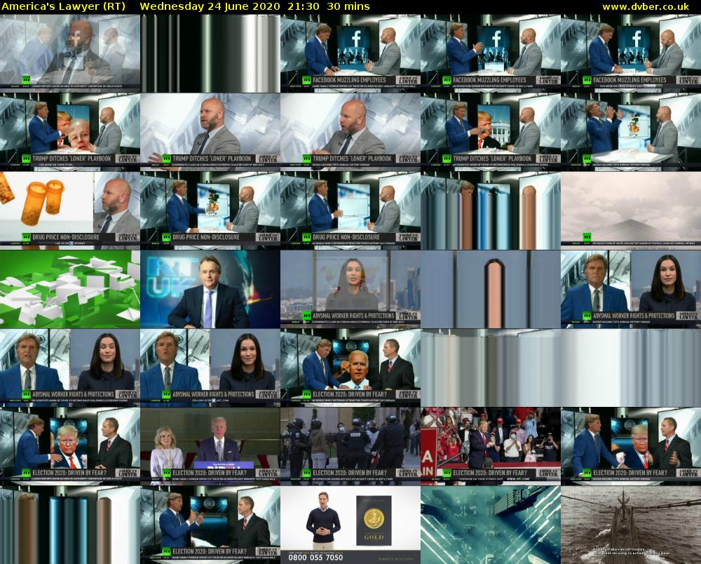 America's Lawyer (RT) Wednesday 24 June 2020 21:30 - 22:00