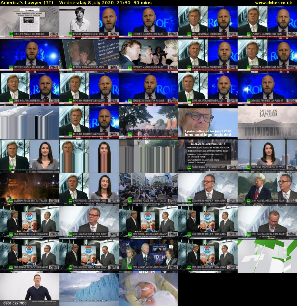 America's Lawyer (RT) Wednesday 8 July 2020 21:30 - 22:00