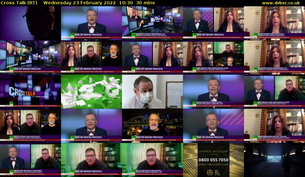 Cross Talk (RT) Wednesday 23 February 2022 10:30 - 11:00