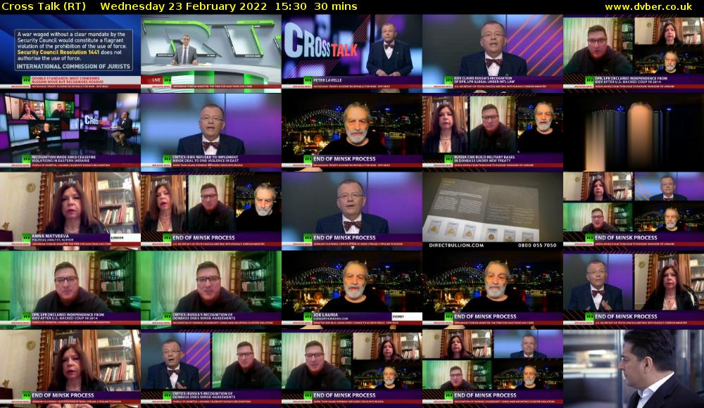 Cross Talk (RT) Wednesday 23 February 2022 15:30 - 16:00