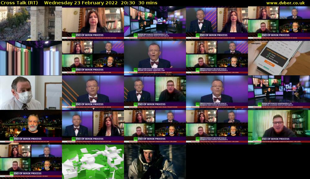 Cross Talk (RT) Wednesday 23 February 2022 20:30 - 21:00