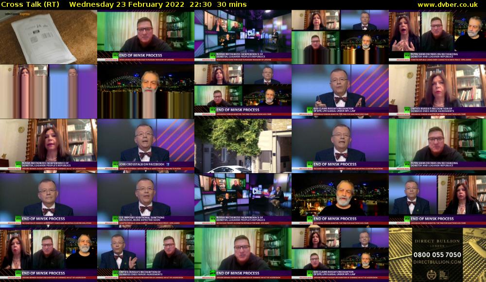 Cross Talk (RT) Wednesday 23 February 2022 22:30 - 23:00