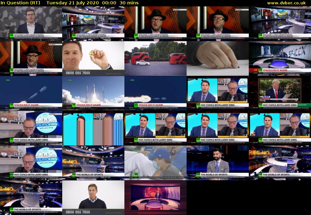 In Question (RT) Tuesday 21 July 2020 00:00 - 00:30