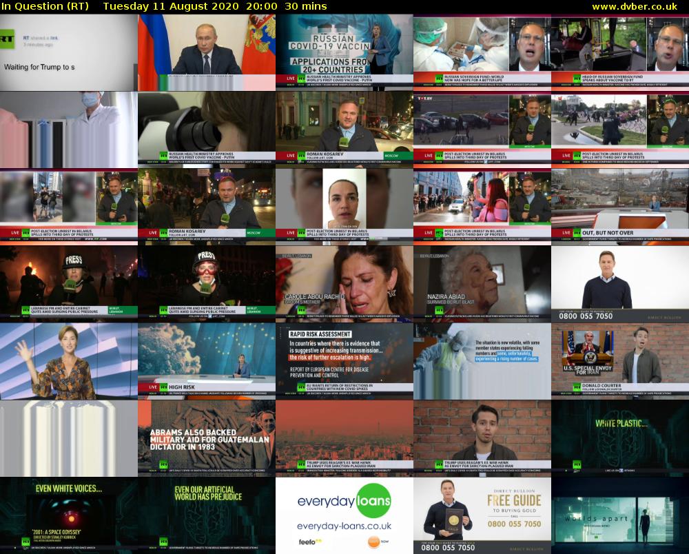 In Question (RT) Tuesday 11 August 2020 20:00 - 20:30