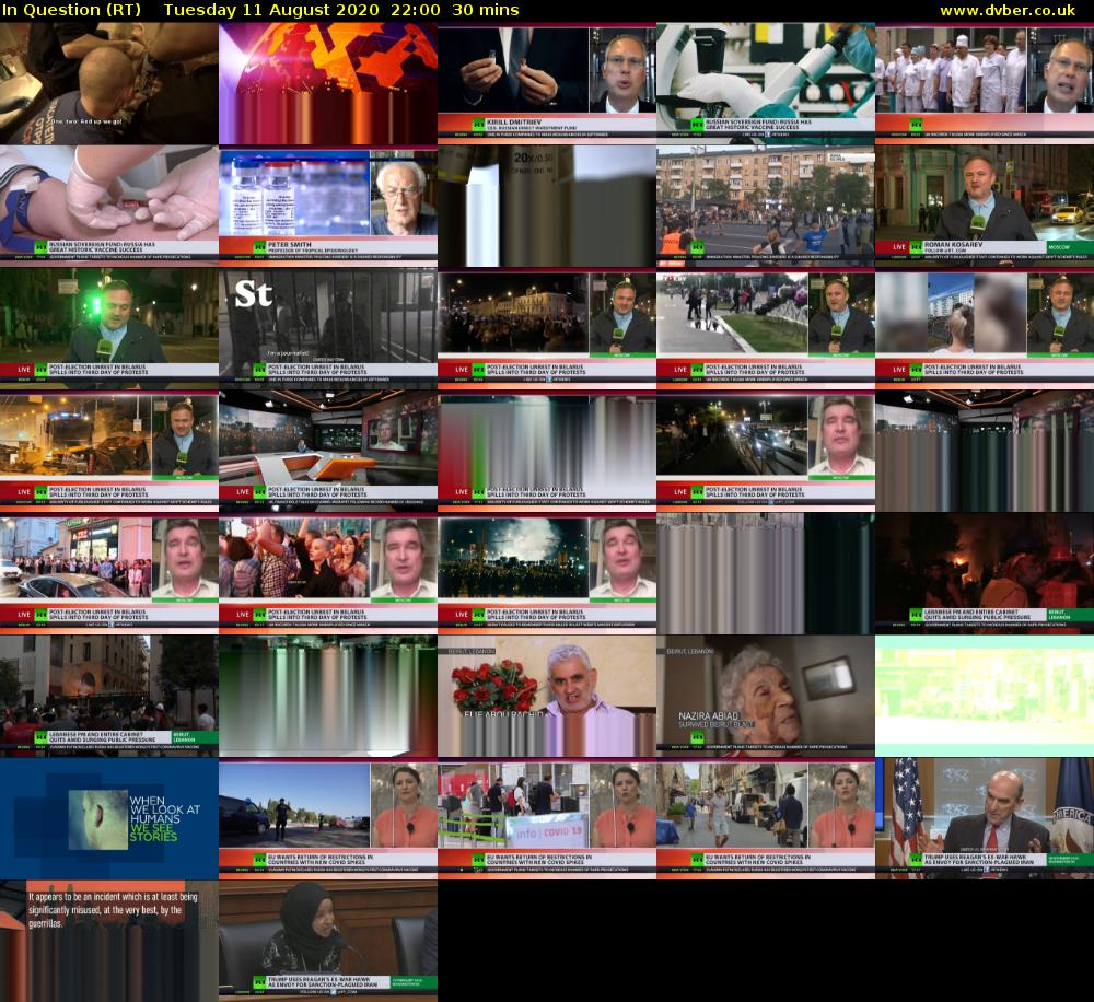 In Question (RT) Tuesday 11 August 2020 22:00 - 22:30
