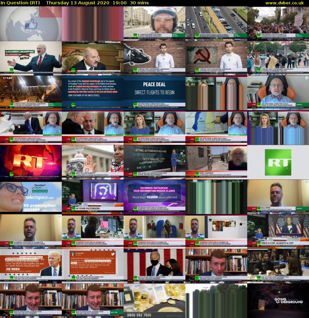 In Question (RT) Thursday 13 August 2020 19:00 - 19:30