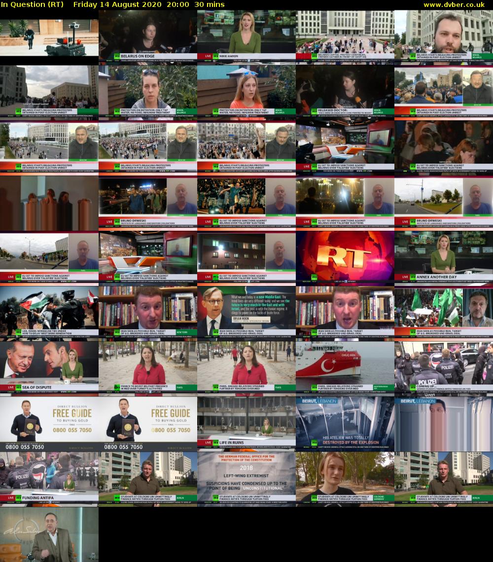 In Question (RT) Friday 14 August 2020 20:00 - 20:30