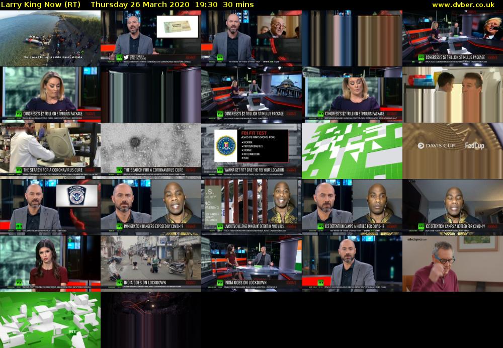 Larry King Now (RT) Thursday 26 March 2020 19:30 - 20:00