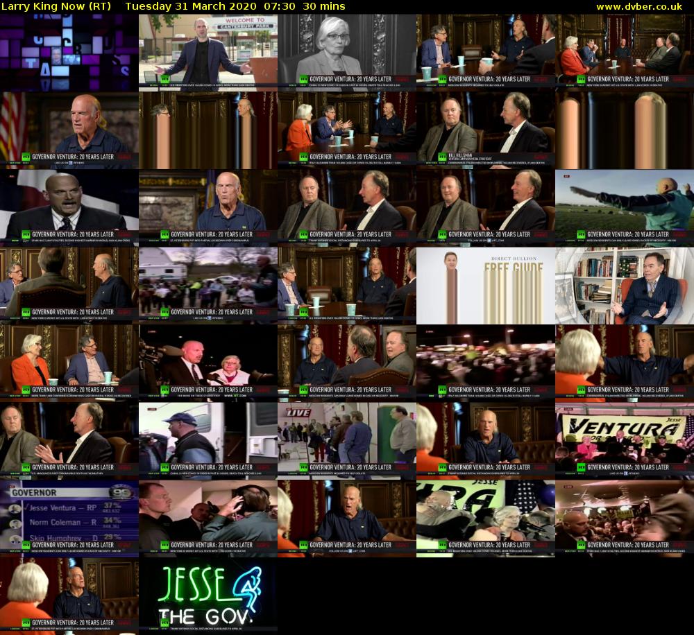 Larry King Now (RT) Tuesday 31 March 2020 07:30 - 08:00