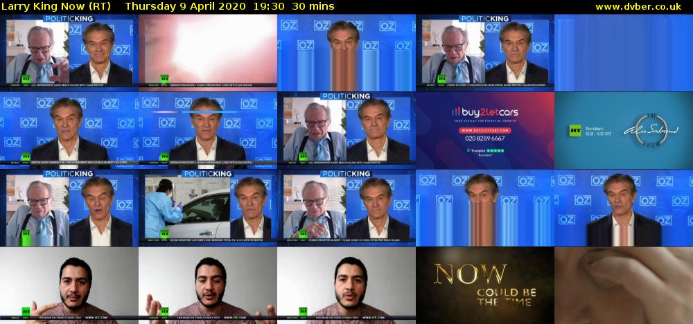 Larry King Now (RT) Thursday 9 April 2020 19:30 - 20:00