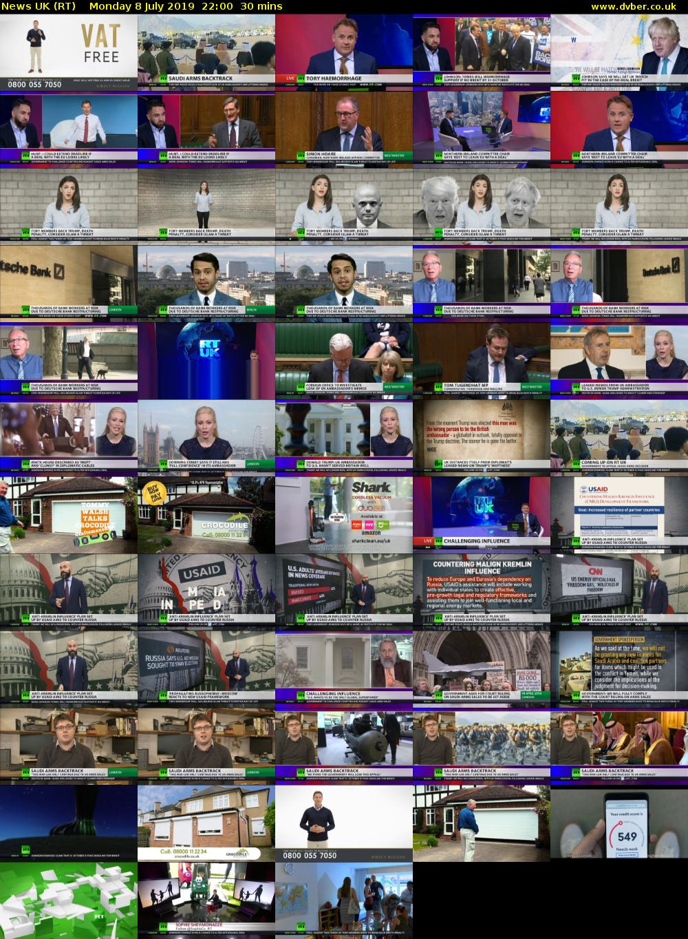 News UK (RT) Monday 8 July 2019 22:00 - 22:30