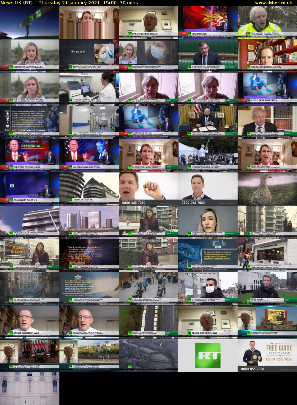 News UK (RT) Thursday 21 January 2021 15:00 - 15:30