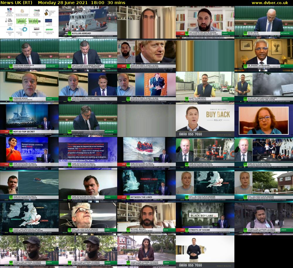 News UK (RT) Monday 28 June 2021 18:00 - 18:30
