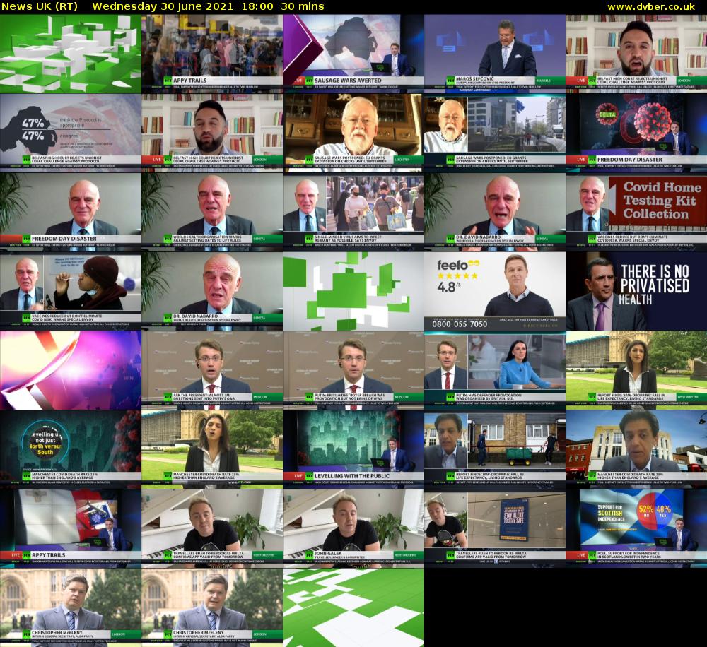 News UK (RT) Wednesday 30 June 2021 18:00 - 18:30