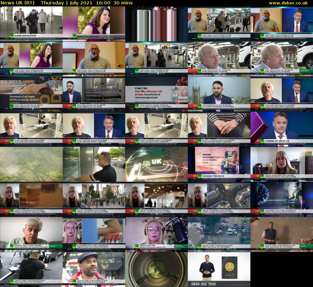 News UK (RT) Thursday 1 July 2021 16:00 - 16:30