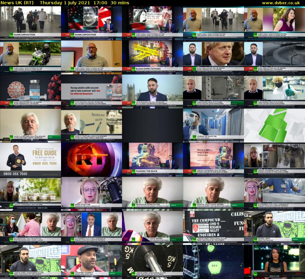 News UK (RT) Thursday 1 July 2021 17:00 - 17:30