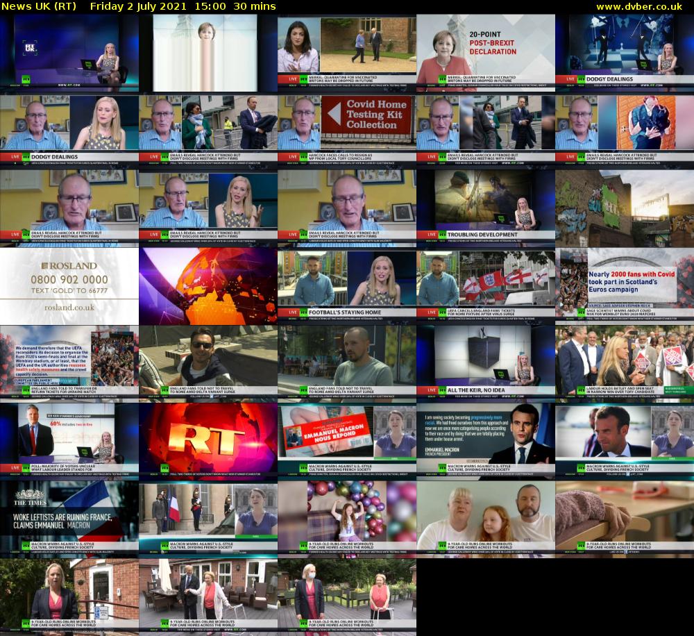 News UK (RT) Friday 2 July 2021 15:00 - 15:30