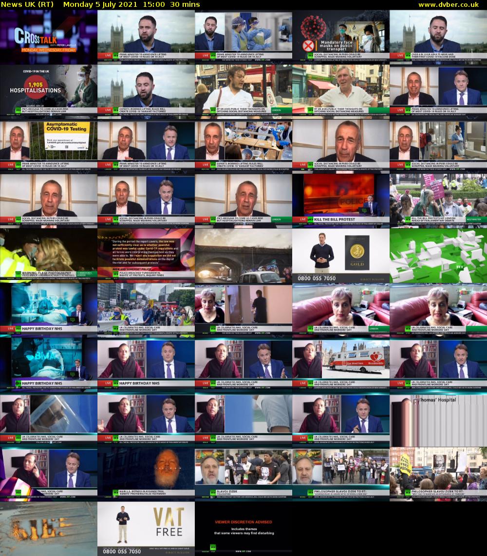 News UK (RT) Monday 5 July 2021 15:00 - 15:30