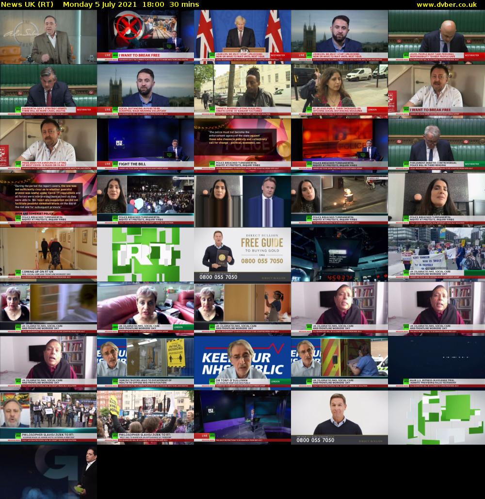 News UK (RT) Monday 5 July 2021 18:00 - 18:30