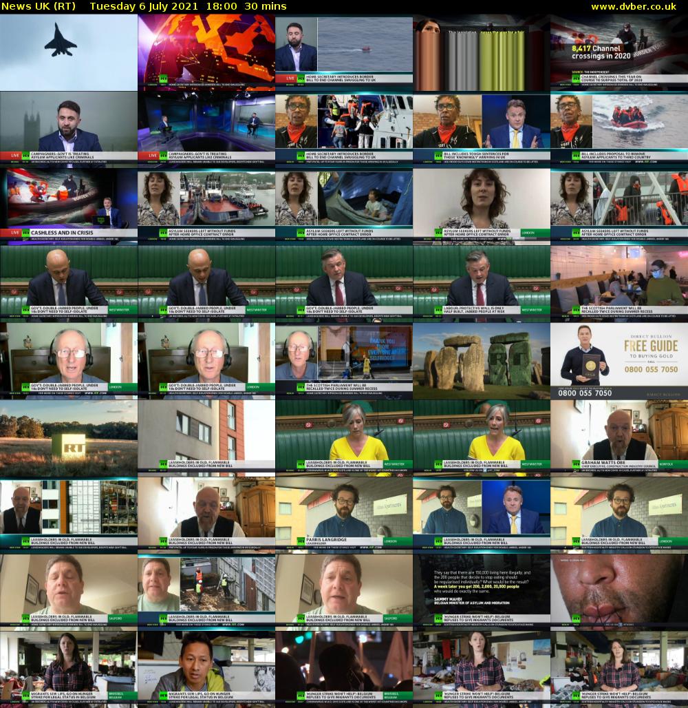 News UK (RT) Tuesday 6 July 2021 18:00 - 18:30