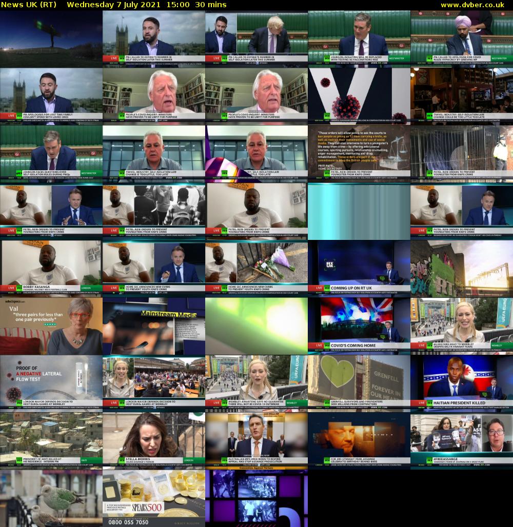 News UK (RT) Wednesday 7 July 2021 15:00 - 15:30