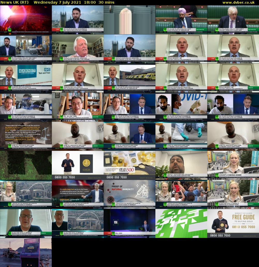 News UK (RT) Wednesday 7 July 2021 18:00 - 18:30