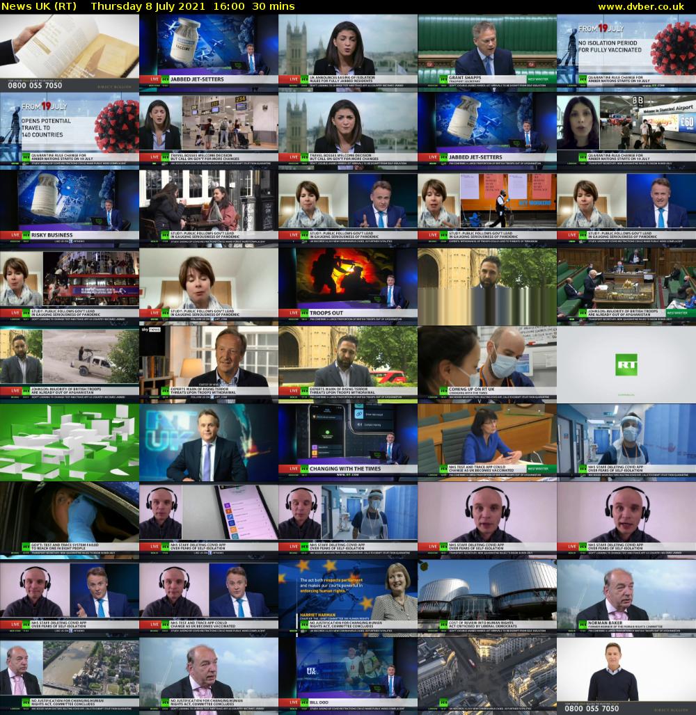 News UK (RT) Thursday 8 July 2021 16:00 - 16:30
