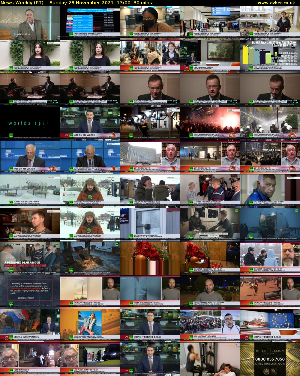News Weekly (RT) Sunday 28 November 2021 13:00 - 13:30