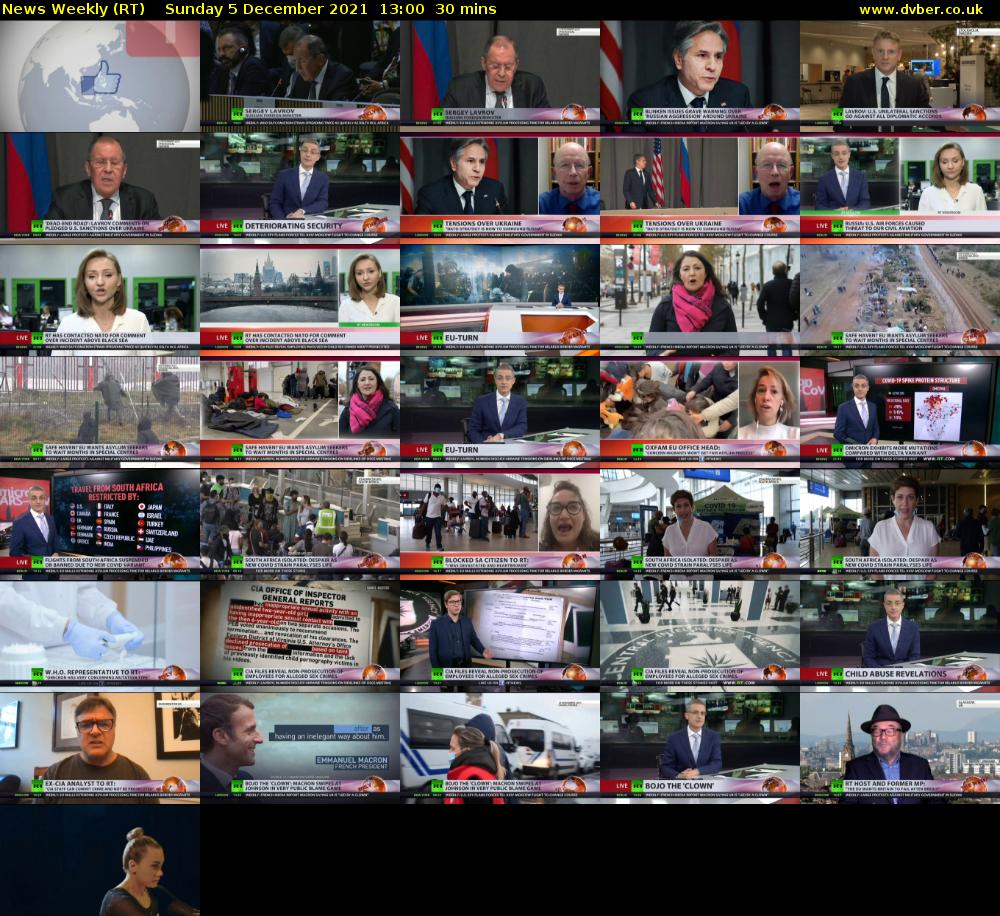 News Weekly (RT) Sunday 5 December 2021 13:00 - 13:30