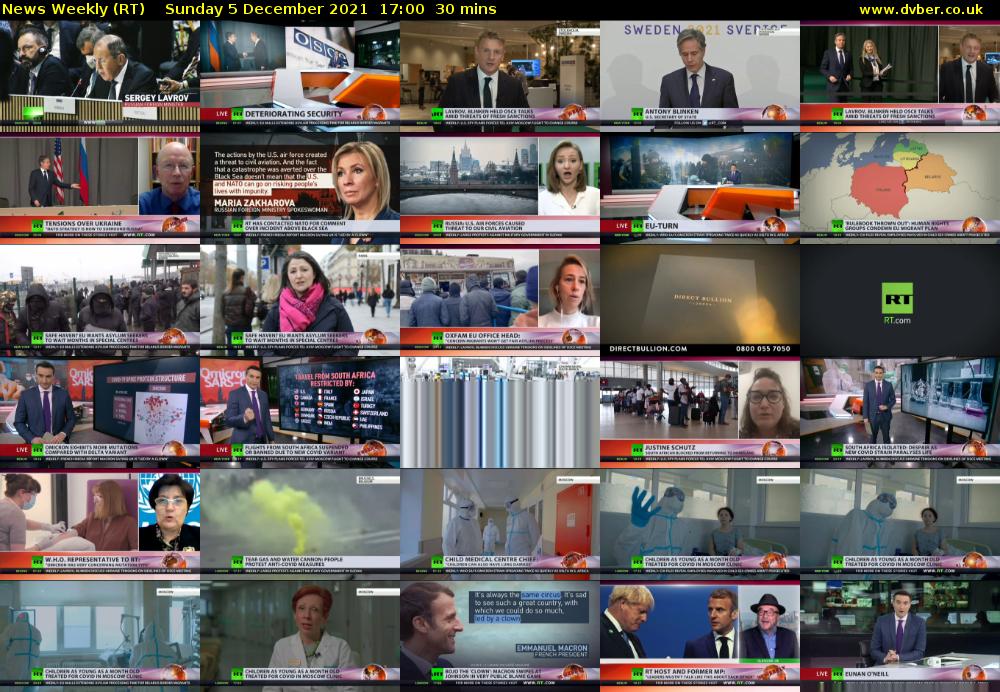 News Weekly (RT) Sunday 5 December 2021 17:00 - 17:30
