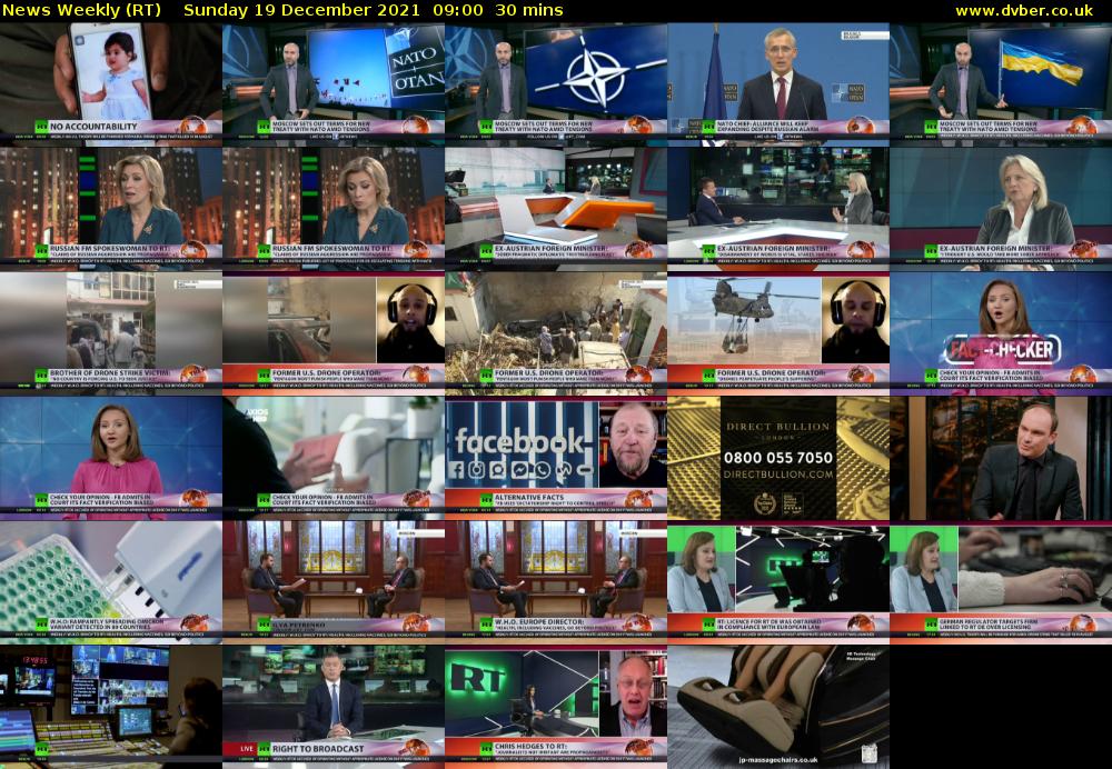 News Weekly (RT) Sunday 19 December 2021 09:00 - 09:30